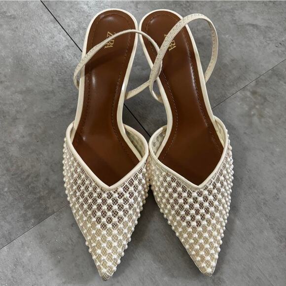ZARA Blogger Fave!!! Embellished Slingbacks NWT 🤍 - Picture 7 of 16